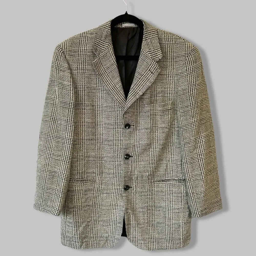 Vintage Bellissimo Hill Wool Blend Plaid Blazer Union Made in Canada